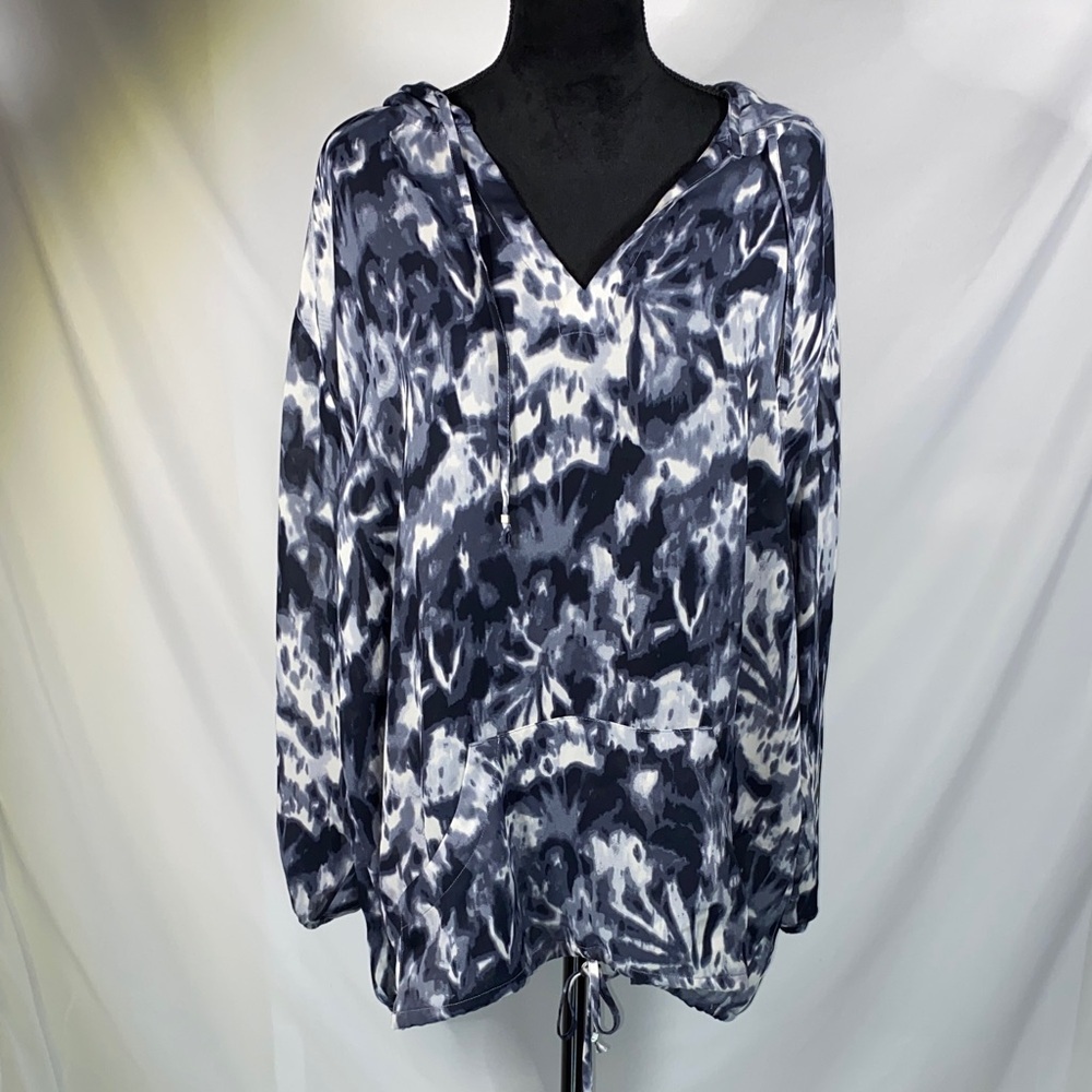 Christopher & Banks Sheer Tie-Dye Hooded Pullover Top Size 2X